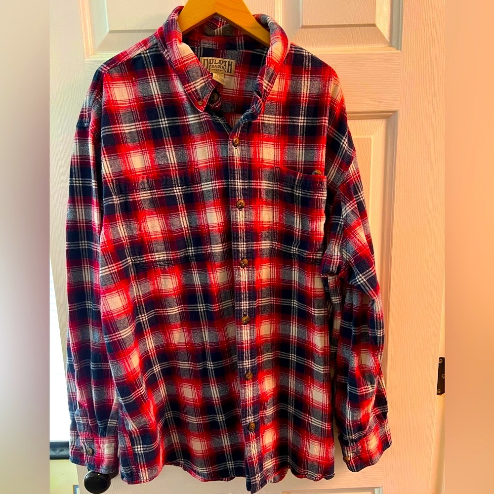 Duluth Trading Co Red and Blue Plaid Men's Shirt